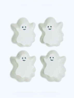 Halloween 4pk Ceramic White Figural Ghost Appetizer Bowls
